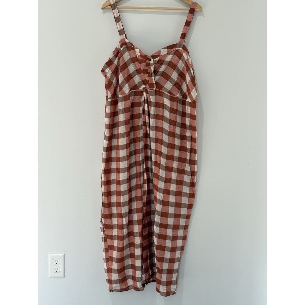 Suzanne Betro Babydoll Sundress Womens 3X Plaid Midi Coastal Resort Beachy NWT